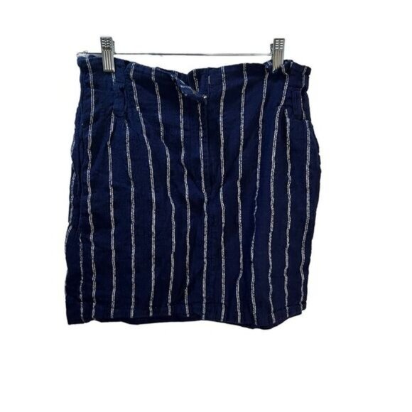 Women’s Striped Mini Linen Skirt Slimming A-line Short Size 10 - Picture 2 of 5